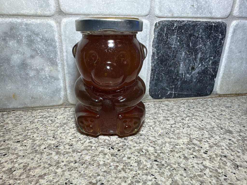 8oz Raw Texas Real Honey in Reusable Glass Bear