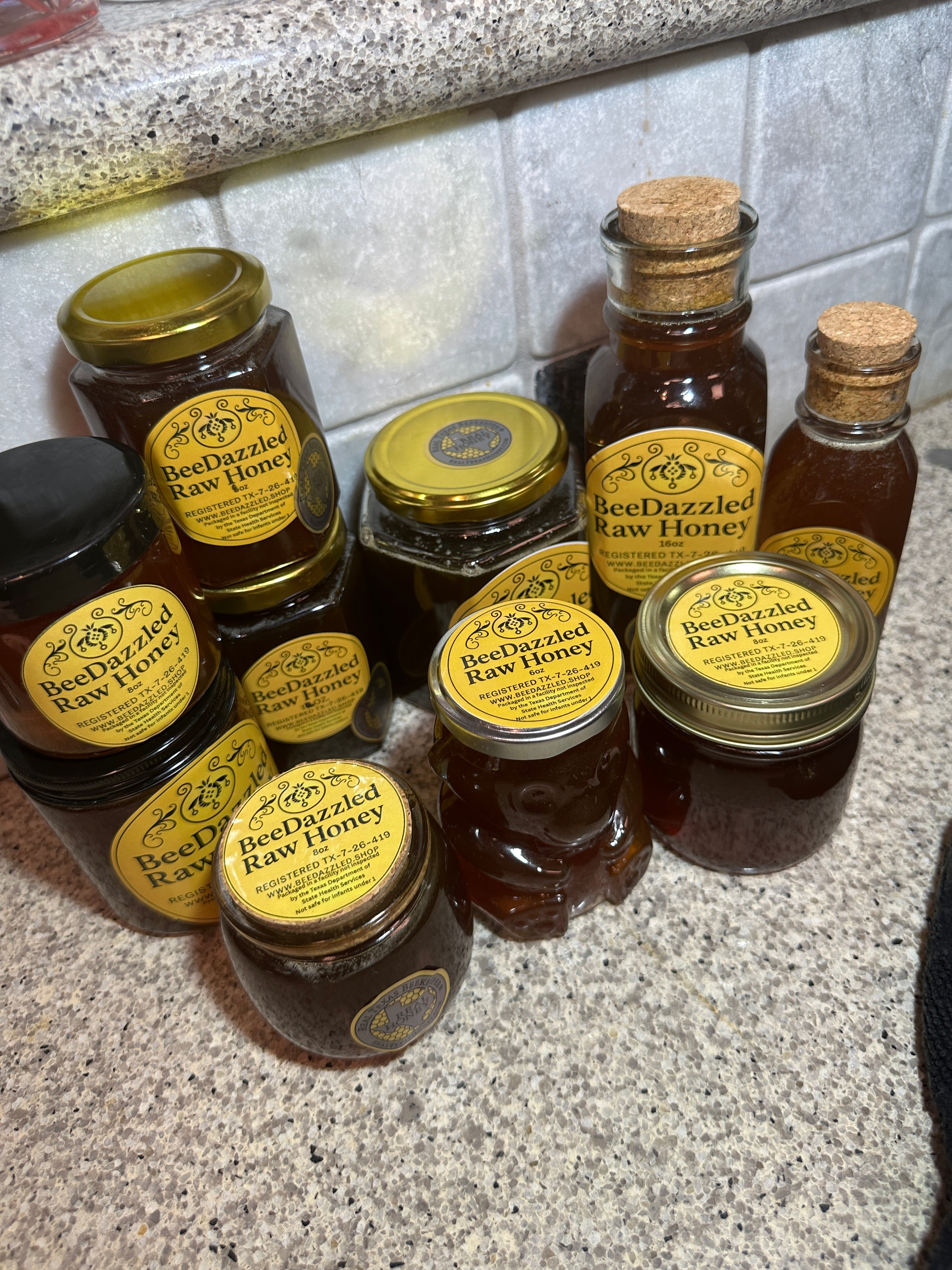 10 oz Raw Texas Real Honey in glass jar