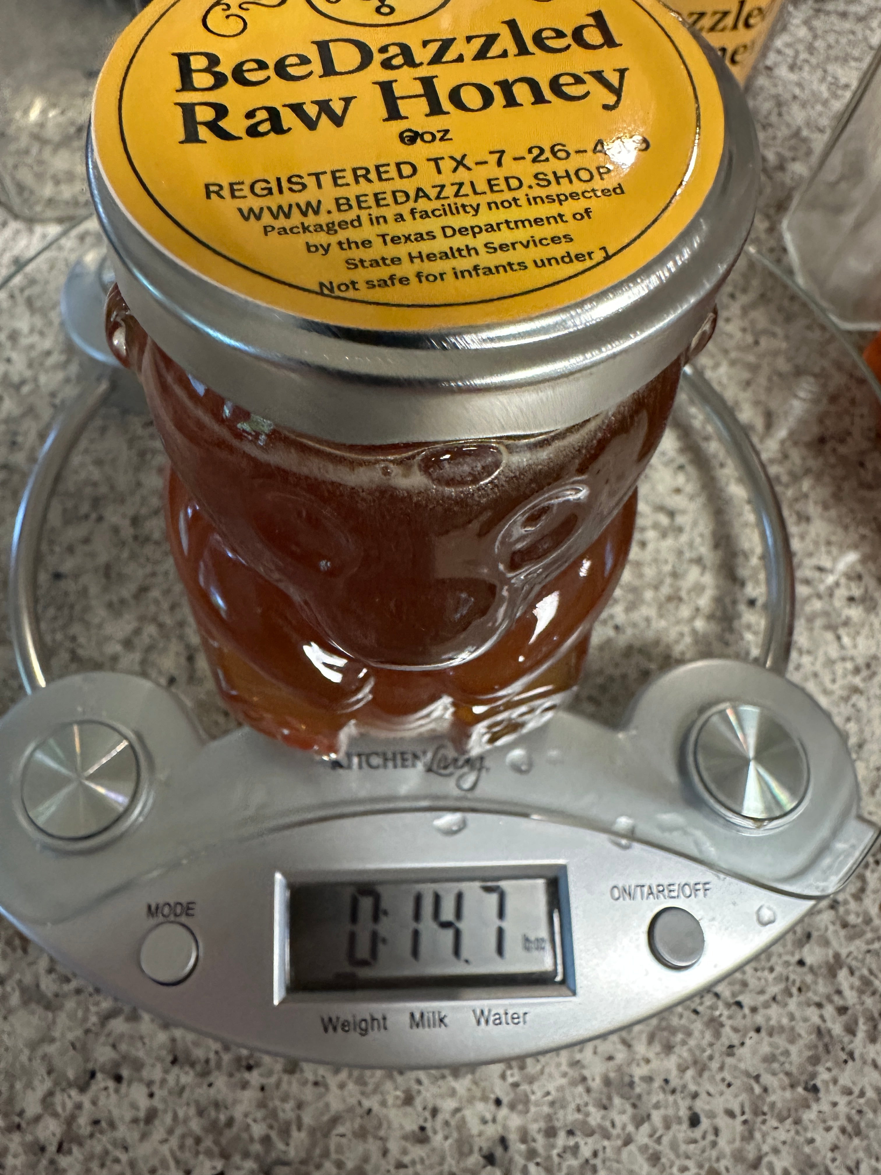 8oz Raw Texas Real Honey in Reusable Glass Bear