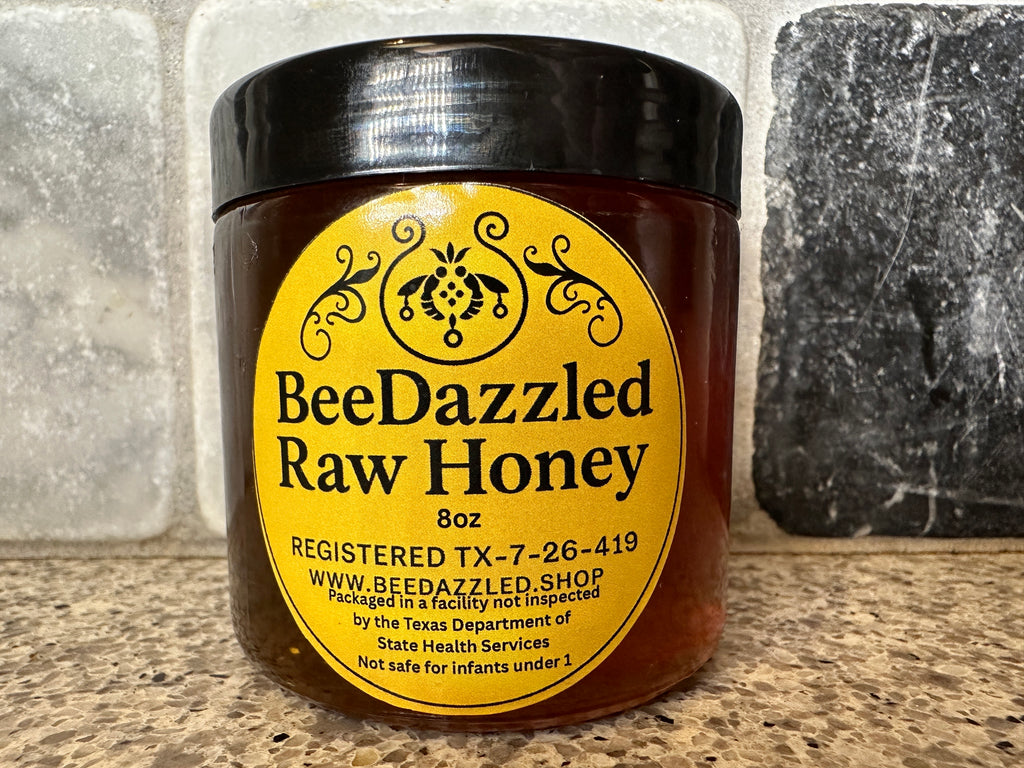 8oz Raw Texas Real Honey - Glass Jar